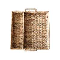 wholesale handwoven natural water hyacinth rectangle oval bread fruit tray wicker rattan storage