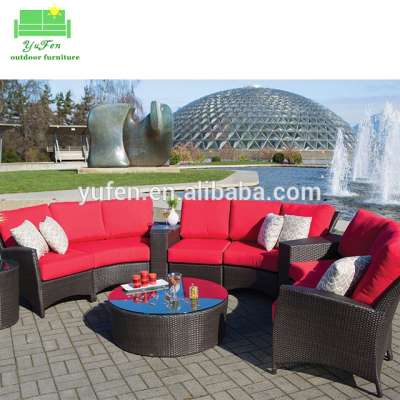 Plastic rattan semi circle furniture outdoor garden furniture